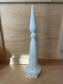 Vtg Empoli White Milk Glass Genie Bottle Decanter with Stopper 18