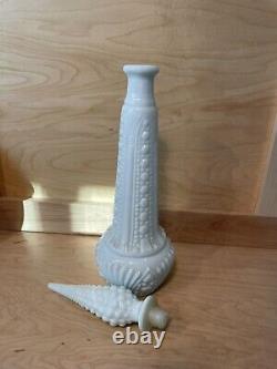 Vtg Empoli White Milk Glass Genie Bottle Decanter with Stopper 18