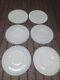 Vtg Fenton Crest Ruffled White Milk Glass Ribbed 10.5 Cake Plate Set Of 6