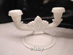 Vtg Fenton Daisy and Button Console Bowl Set With 2 Double Light Candlesticks