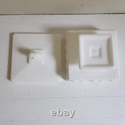 Vtg Fenton Honey Bee Milk Glass Honeycomb Covered Footed Candy Dish Lid