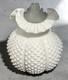Vtg Fenton Milk Glass Hobnail Melon Vase Ruffled Crimped Rim White Art Glass