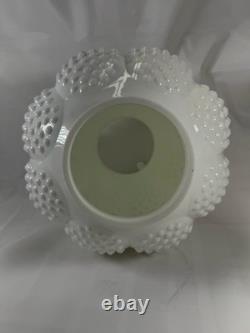 Vtg Fenton Milk Glass Hobnail Melon Vase Ruffled Crimped Rim White Art Glass