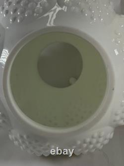 Vtg Fenton Milk Glass Hobnail Melon Vase Ruffled Crimped Rim White Art Glass