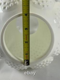 Vtg Fenton Milk Glass Hobnail Melon Vase Ruffled Crimped Rim White Art Glass
