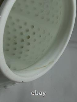 Vtg Fenton Milk Glass Hobnail Melon Vase Ruffled Crimped Rim White Art Glass