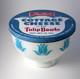 Vtg Fire King Milk Glass Turquoise Tulip Bowl With Sealtest Cottage Cheese Lid