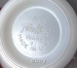Vtg Fire King Milk Glass Turquoise Tulip Bowl with Sealtest Cottage Cheese Lid
