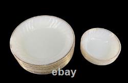 Vtg Fire King White Milk Glass Swirl Gold Rim Plate Bowl Cup Saucer Lot 53 Pc