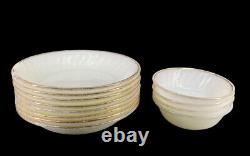 Vtg Fire King White Milk Glass Swirl Gold Rim Plate Bowl Cup Saucer Lot 53 Pc