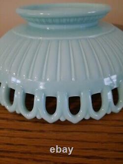 Vtg Fostoria Aqua Blue Milk Glass Centerpiece Fruit Bowl withCandlesticks Rare