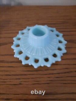 Vtg Fostoria Aqua Blue Milk Glass Centerpiece Fruit Bowl withCandlesticks Rare