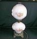 Vtg Gwtw Milk Glass Parlor Lamp Puffy Embossed Pink Roses 3-way 22 Free Ship