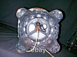 Vtg GWTW Milk Glass Parlor Lamp Puffy Embossed Pink Roses 3-Way 22 FREE SHIP