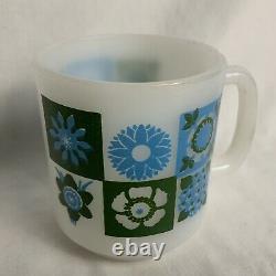 Vtg Glasbake White Milk Glass Coffee Mug MID Century Modern Flower Andy Warhol