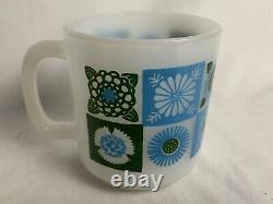 Vtg Glasbake White Milk Glass Coffee Mug MID Century Modern Flower Andy Warhol