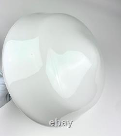 Vtg Gray Flush Mount Ceiling Light Fixture w White Milk Glass School House Globe
