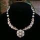 Vtg Hattie Carnegie White Milk Glass Choker Necklace Rhinestone Wedding Xs Os