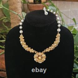 Vtg Hattie Carnegie White Milk Glass Choker Necklace Rhinestone Wedding Xs Os