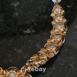 Vtg Hattie Carnegie White Milk Glass Choker Necklace Rhinestone Wedding Xs Os