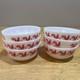 Vtg Hazel Atlas Red Rooster Milk Glass Fruit Bowls Set Of 6 Mid Century Modern