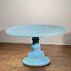 Vtg Imperial Blue Milk Glass Pedestal Cake Stand 1950's-60's American Turquoise