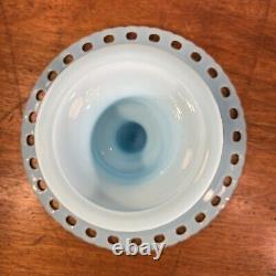 Vtg Imperial Blue Milk Glass Pedestal Cake Stand 1950's-60's American Turquoise