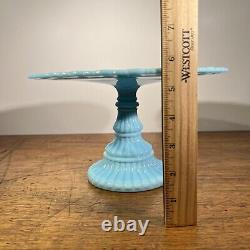 Vtg Imperial Blue Milk Glass Pedestal Cake Stand 1950's-60's American Turquoise