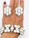 Vtg Juliana D&e White Milk Glass Clear Rhinestone 5 Links Bracelet Earrings Set