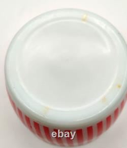 Vtg MCM Hazel Atlas Milk Glass Red White Candy Stripe Ice Bucket Kitchen Decor