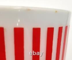 Vtg MCM Hazel Atlas Milk Glass Red White Candy Stripe Ice Bucket Kitchen Decor