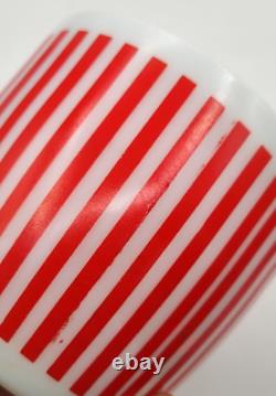 Vtg MCM Hazel Atlas Milk Glass Red White Candy Stripe Ice Bucket Kitchen Decor