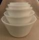 Vtg Original 5pc Federal Heat Proof Nesting/mixing Bowls Milk Glass Double Rim