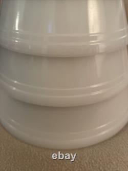 Vtg ORIGINAL 5pc FEDERAL Heat Proof Nesting/Mixing BOWLS Milk Glass DOUBLE RIM