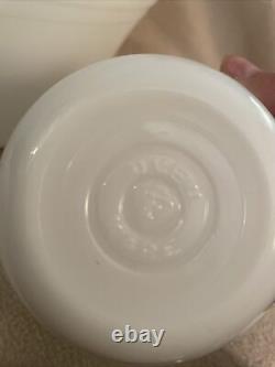 Vtg ORIGINAL 5pc FEDERAL Heat Proof Nesting/Mixing BOWLS Milk Glass DOUBLE RIM