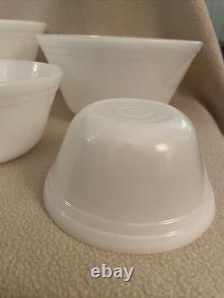 Vtg ORIGINAL 5pc FEDERAL Heat Proof Nesting/Mixing BOWLS Milk Glass DOUBLE RIM