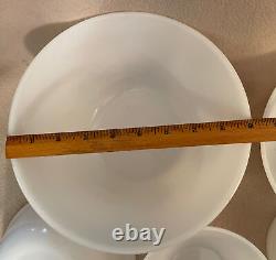 Vtg ORIGINAL 5pc FEDERAL Heat Proof Nesting/Mixing BOWLS Milk Glass DOUBLE RIM