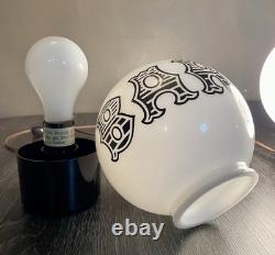 Vtg Pair BAR Light Shade Lamp Round Globe White Milk Glass 6 Mid Century