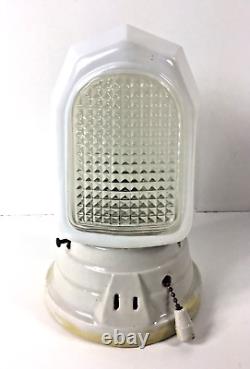 Vtg Paulding Porcelain Bathroom Sconce withOutlet Pull Chain & Milk Glass Shade