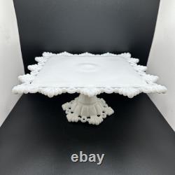 Vtg Petal and Ring Westmoreland Square Milk Glass White Wedding Cake Stand 1960s