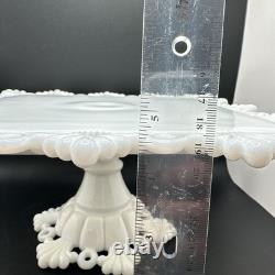 Vtg Petal and Ring Westmoreland Square Milk Glass White Wedding Cake Stand 1960s