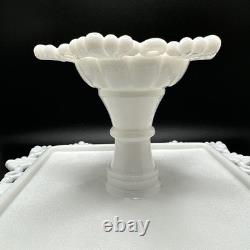 Vtg Petal and Ring Westmoreland Square Milk Glass White Wedding Cake Stand 1960s