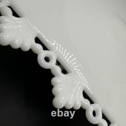 Vtg Petal and Ring Westmoreland Square Milk Glass White Wedding Cake Stand 1960s