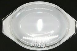 Vtg Pyrex 1 1/2 Qt White Black Tulip Oval Casserole Baking Dish w Lid 043 1957