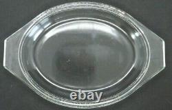 Vtg Pyrex 1 1/2 Qt White Black Tulip Oval Casserole Baking Dish w Lid 043 1957