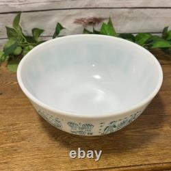 Vtg Pyrex 404 Turquoise Blue Amish Butterprint 4qt Mixing Serving Bowl Rooster