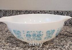 Vtg Pyrex Amish Butterprint Cinderella 4qt Mixing Bowl #444 Turquoise On White