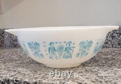 Vtg Pyrex Amish Butterprint Cinderella 4qt Mixing Bowl #444 Turquoise On White