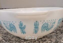 Vtg Pyrex Amish Butterprint Cinderella 4qt Mixing Bowl #444 Turquoise On White