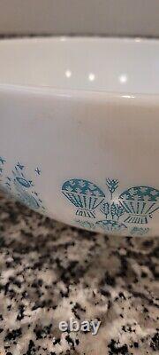 Vtg Pyrex Amish Butterprint Cinderella 4qt Mixing Bowl #444 Turquoise On White